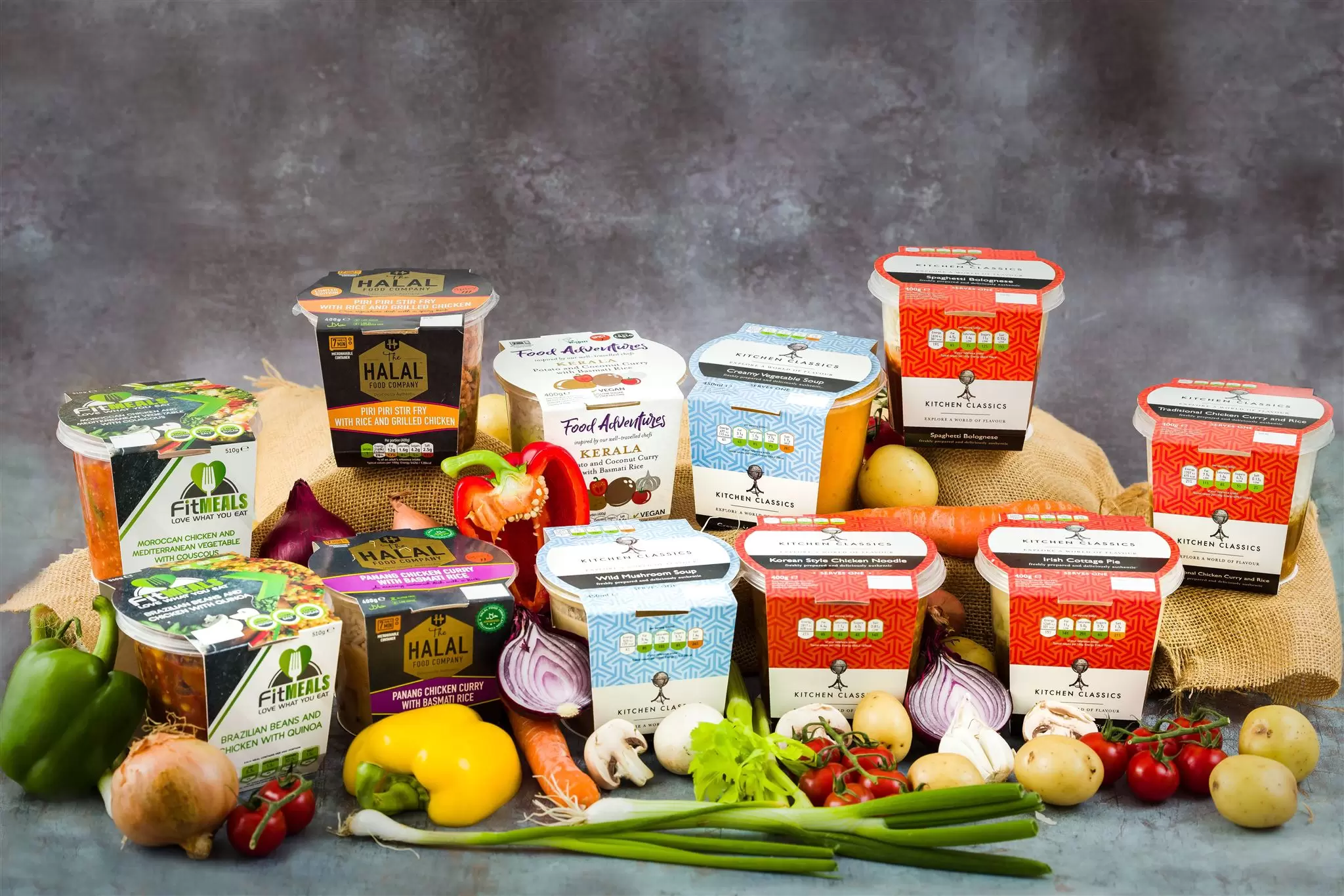 A range of prepared retail products with fresh ingredients
